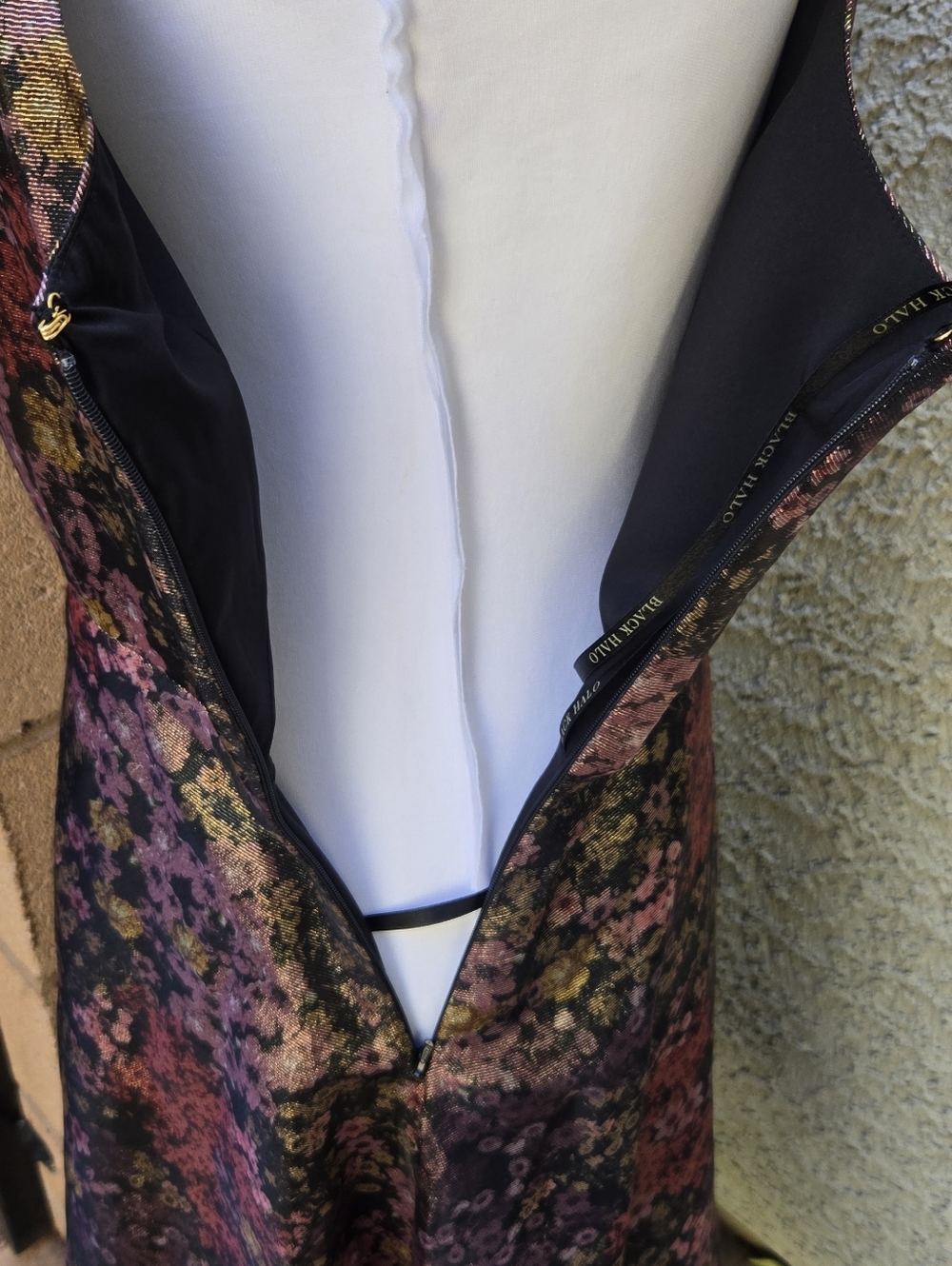 Black Halo Audrey Floral Halter Fit-and-Flare Dress in Multi-Pink - Picture 8 of 13